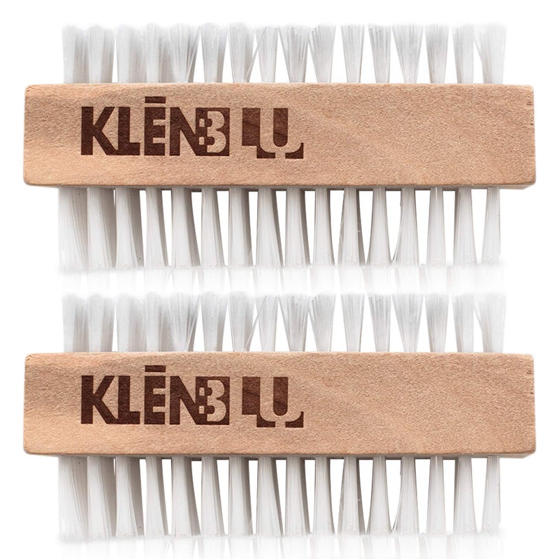 KLENBLU Sneaker Cleaner Brush/Cleaning Brush by KlenBlu - Premium Double Sided Wooden Shoe Care Brush Made with Nylon (2 Pack) - Image 1